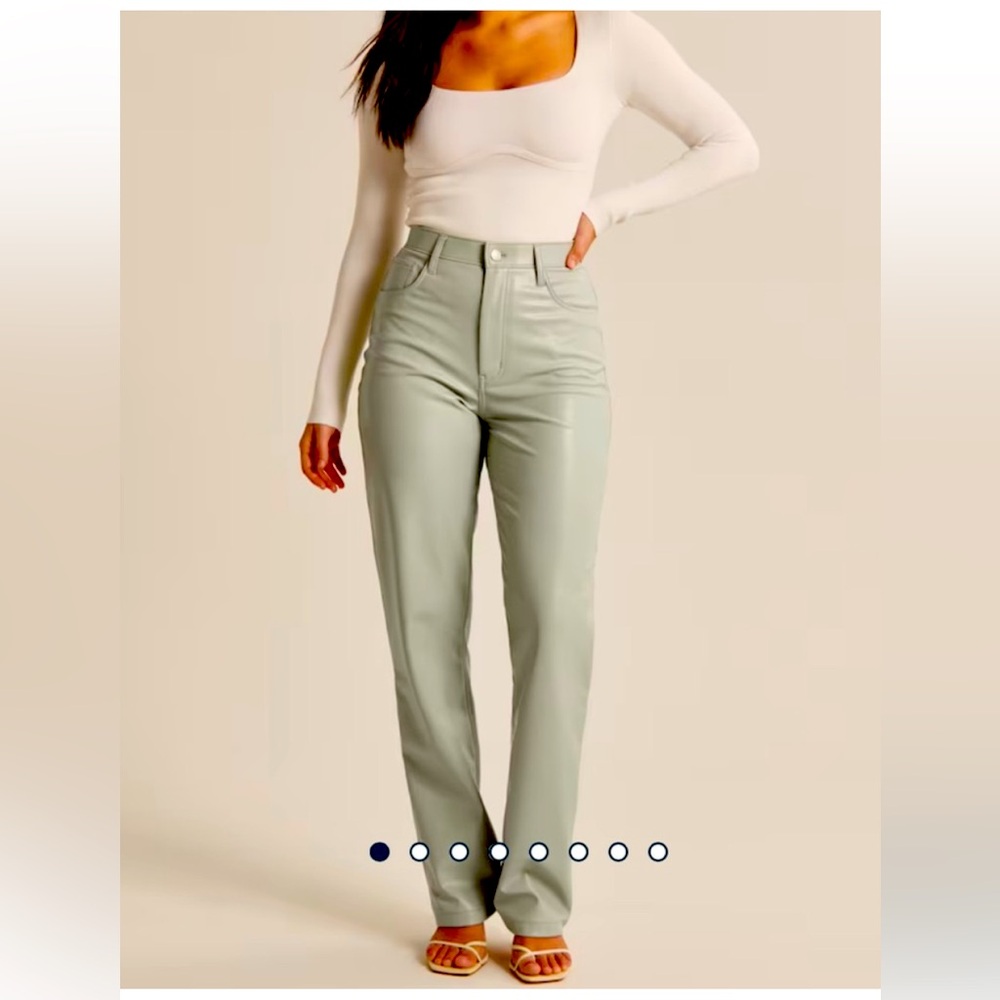 Abercrombie & Fitch Vegan Leather 90s Straight Pant Celery Green Size 29/8S